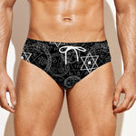 Black And White Mystic Witch Print Men's Swim Briefs