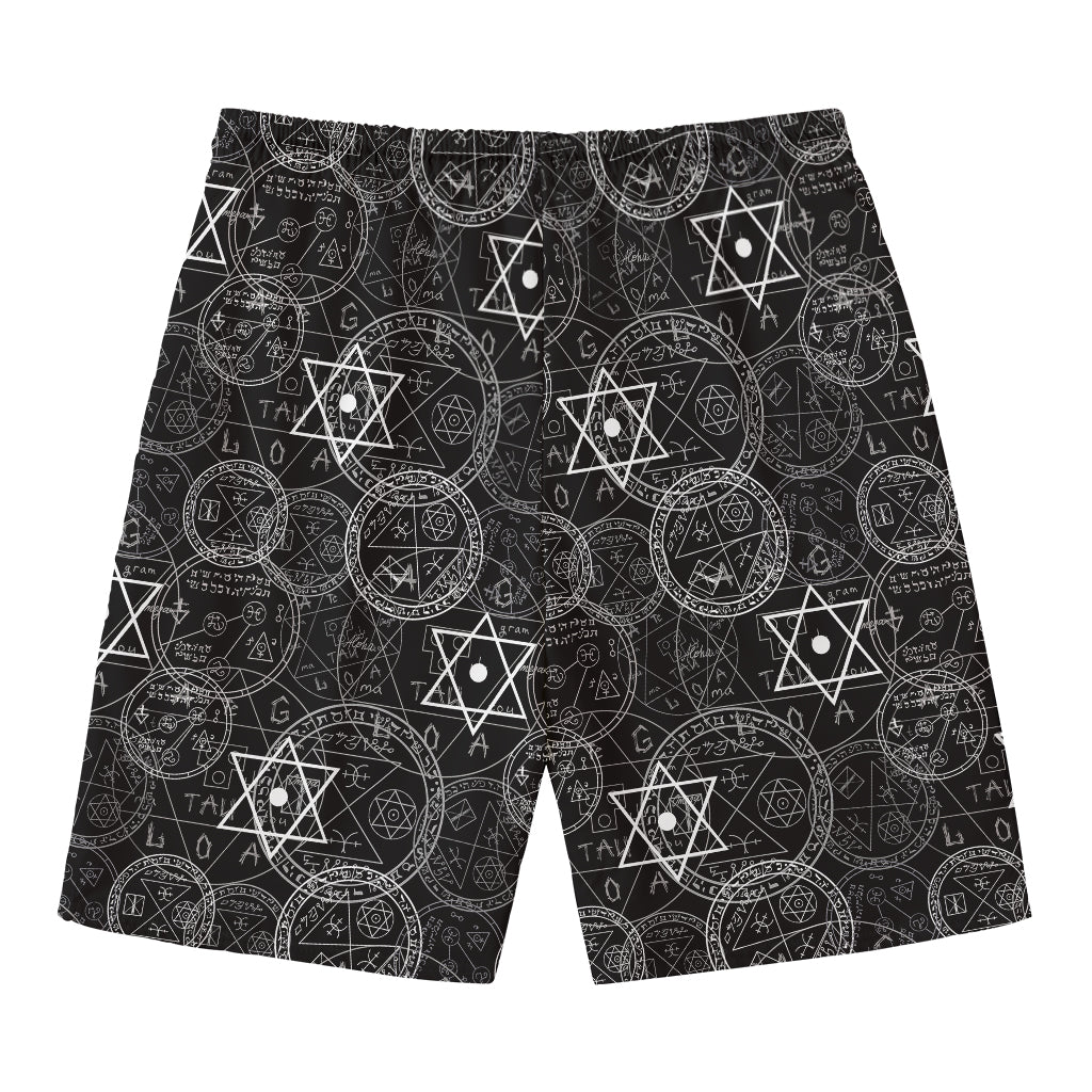 Black And White Mystic Witch Print Men's Swim Trunks