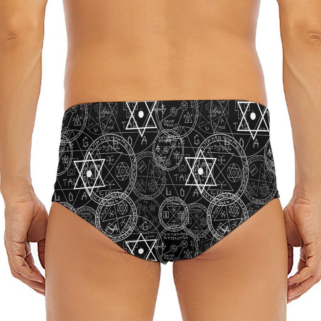 Black And White Mystic Witch Print Men's Triangle Swim Briefs