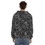 Black And White Mystic Witch Print Men's Velvet Pullover Hoodie