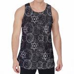Black And White Mystic Witch Print Men's Velvet Tank Top