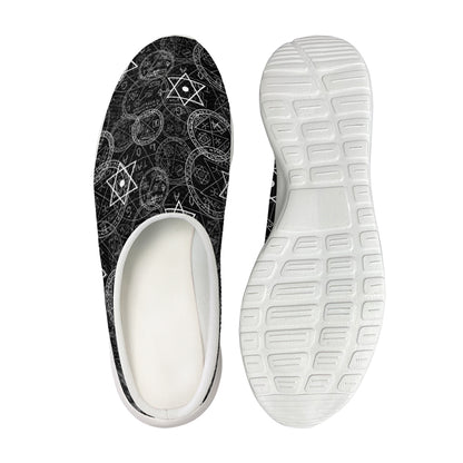 Black And White Mystic Witch Print Mesh Casual Shoes