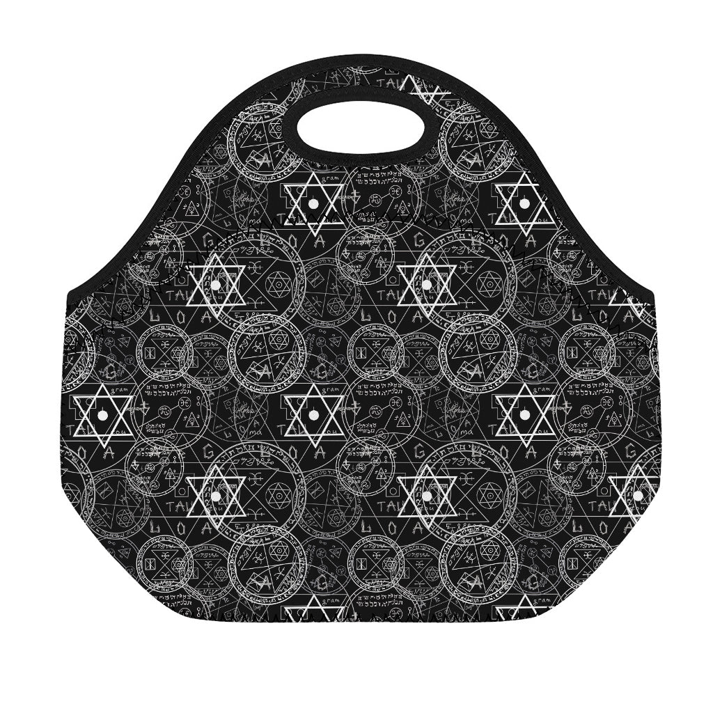 Black And White Mystic Witch Print Neoprene Lunch Bag