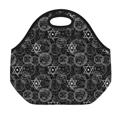 Black And White Mystic Witch Print Neoprene Lunch Bag