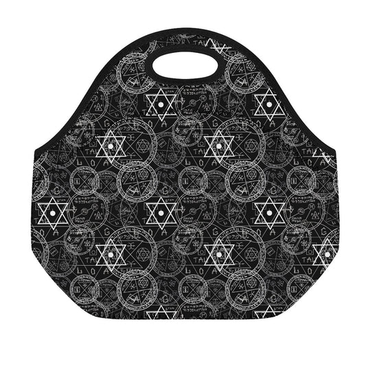 Black And White Mystic Witch Print Neoprene Lunch Bag
