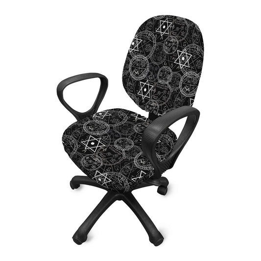 Black And White Mystic Witch Print Office Chair Cover