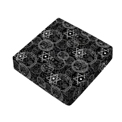 Black And White Mystic Witch Print Outdoor Seat Cushion Cover