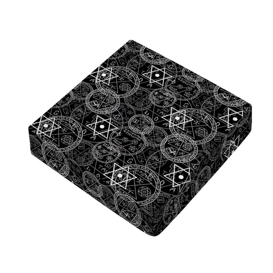 Black And White Mystic Witch Print Outdoor Seat Cushion Cover