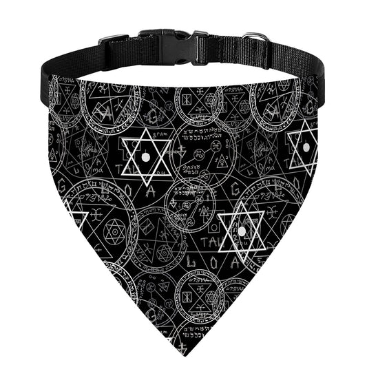 Black And White Mystic Witch Print Over The Collar Dog Bandana