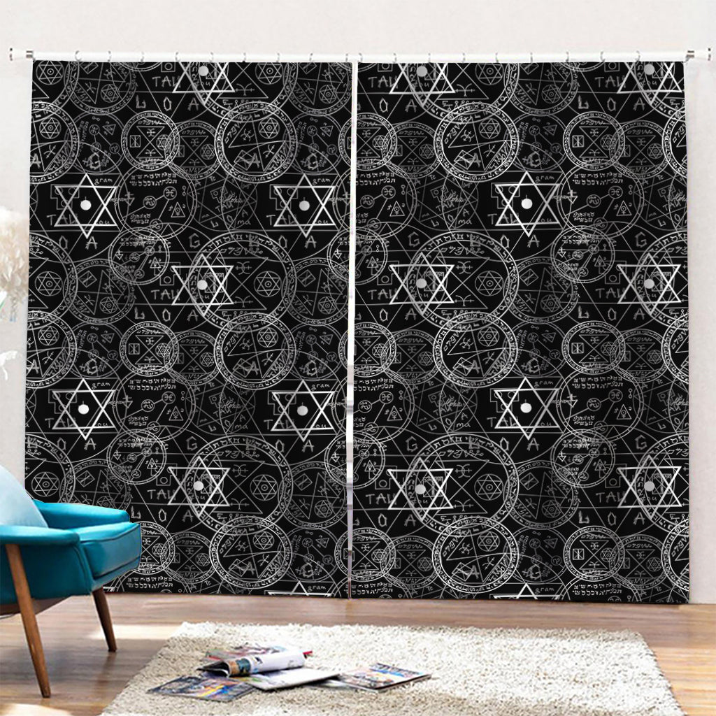 Black And White Mystic Witch Print Pencil Pleat Curtains