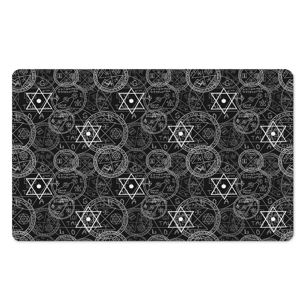 Black And White Mystic Witch Print Polyester Doormat