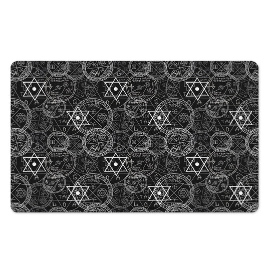 Black And White Mystic Witch Print Polyester Doormat