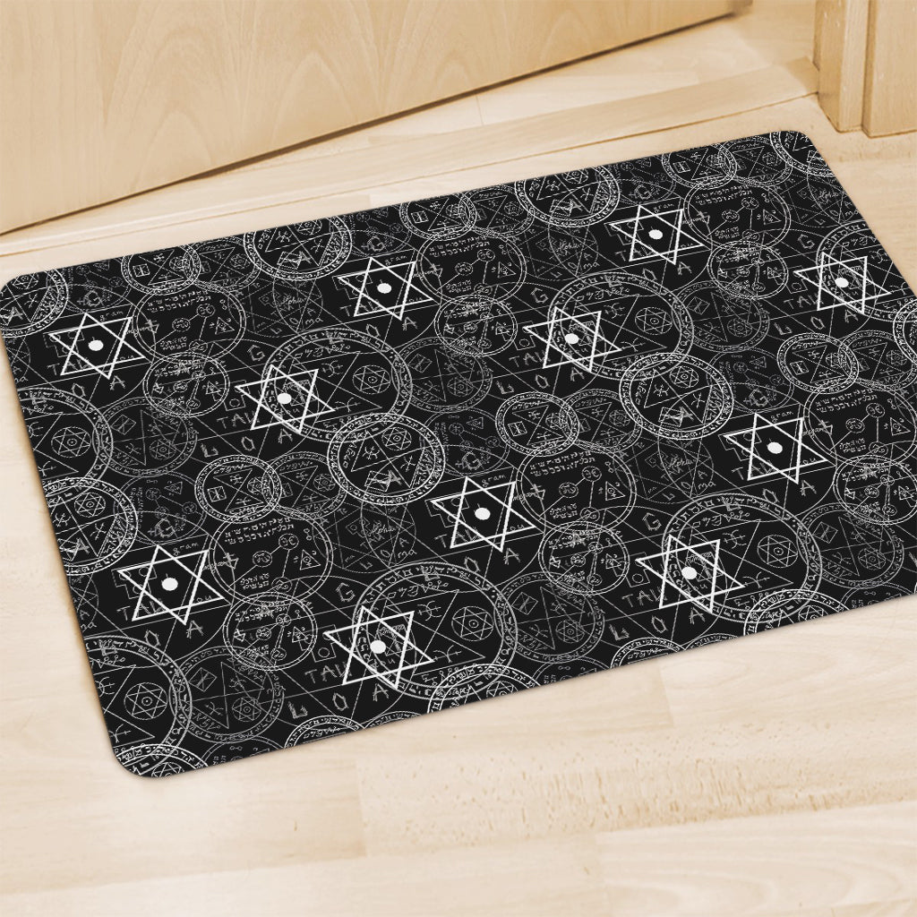 Black And White Mystic Witch Print Polyester Doormat