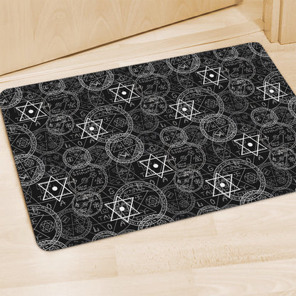 Black And White Mystic Witch Print Polyester Doormat