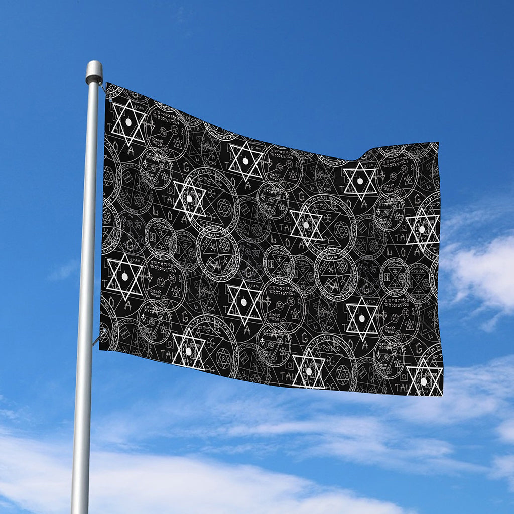 Black And White Mystic Witch Print Polyester Flag