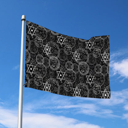 Black And White Mystic Witch Print Polyester Flag
