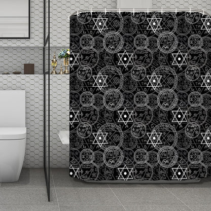 Black And White Mystic Witch Print Polyester Shower Curtain