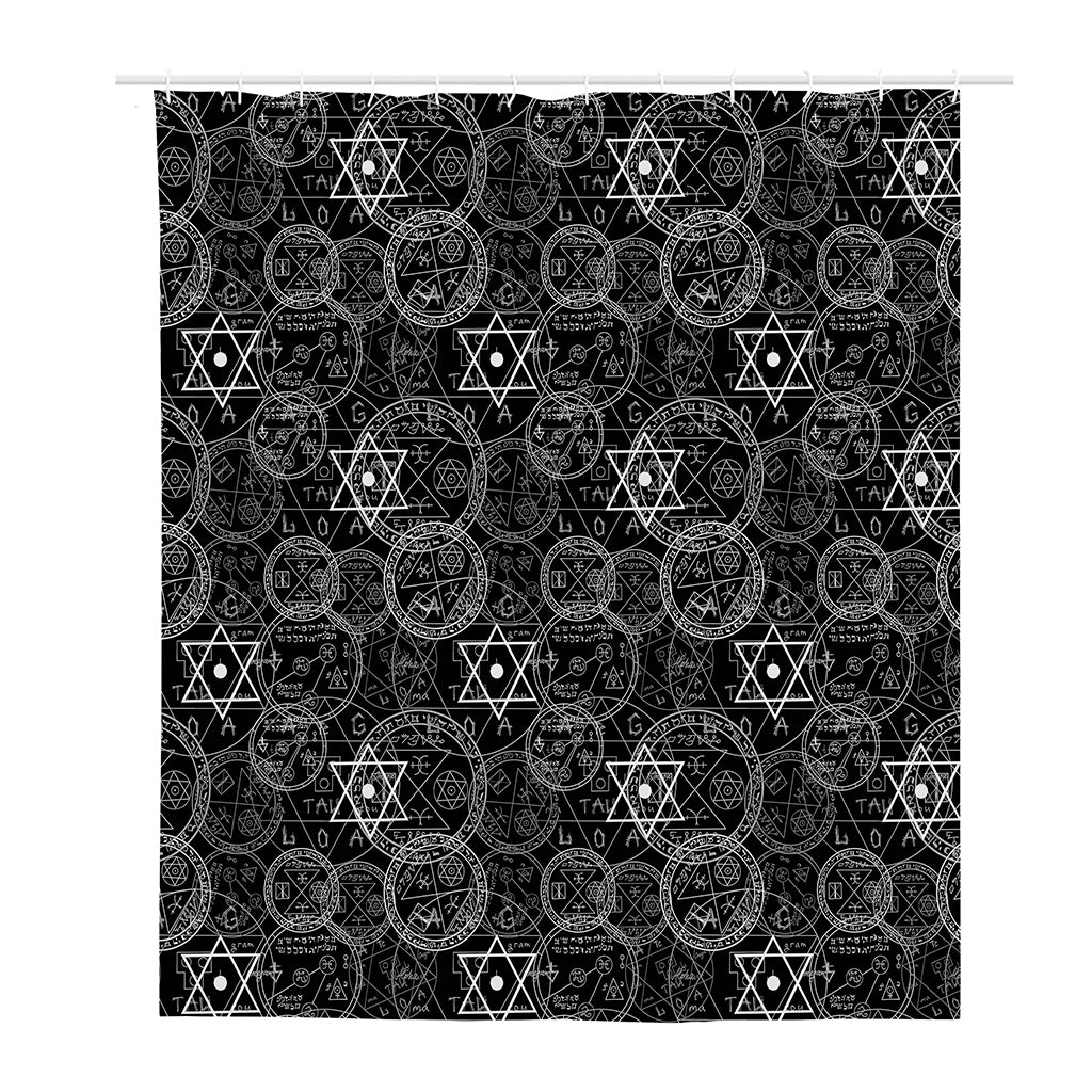 Black And White Mystic Witch Print Polyester Shower Curtain