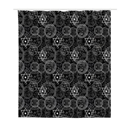Black And White Mystic Witch Print Polyester Shower Curtain
