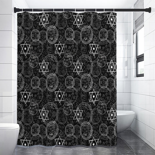 Black And White Mystic Witch Print Premium Shower Curtain