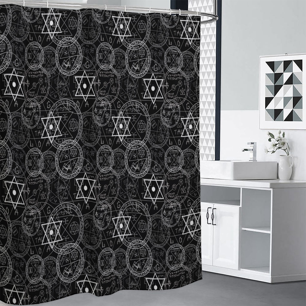 Black And White Mystic Witch Print Premium Shower Curtain