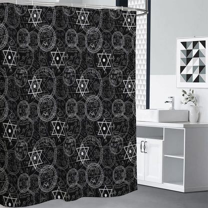 Black And White Mystic Witch Print Premium Shower Curtain