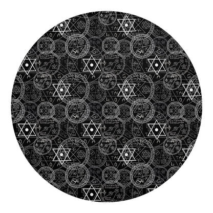 Black And White Mystic Witch Print Round Blanket