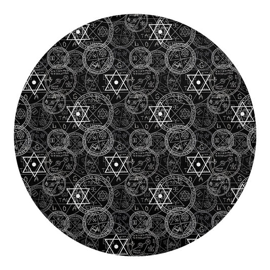 Black And White Mystic Witch Print Round Blanket
