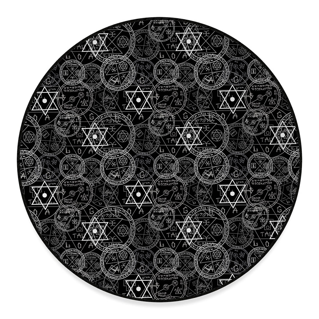 Black And White Mystic Witch Print Round Floor Mat