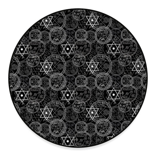 Black And White Mystic Witch Print Round Floor Mat
