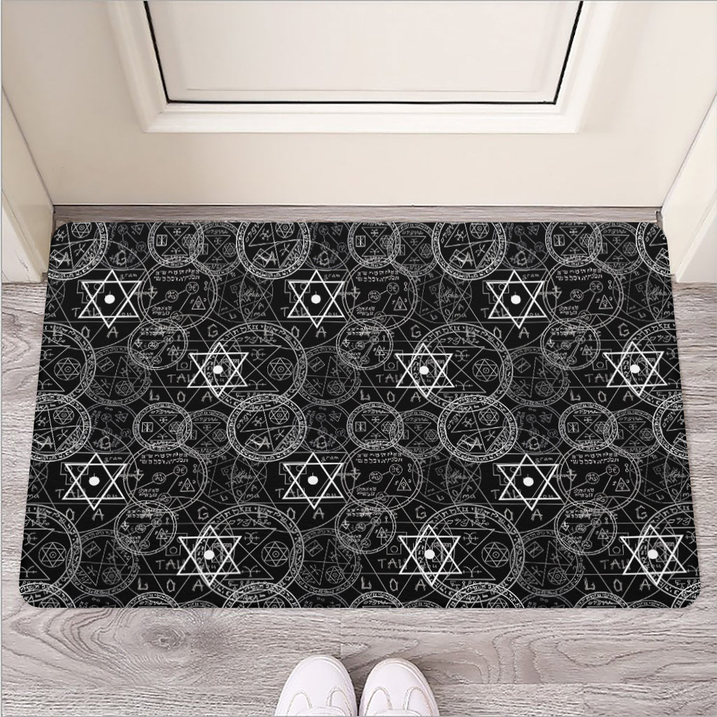 Black And White Mystic Witch Print Rubber Doormat