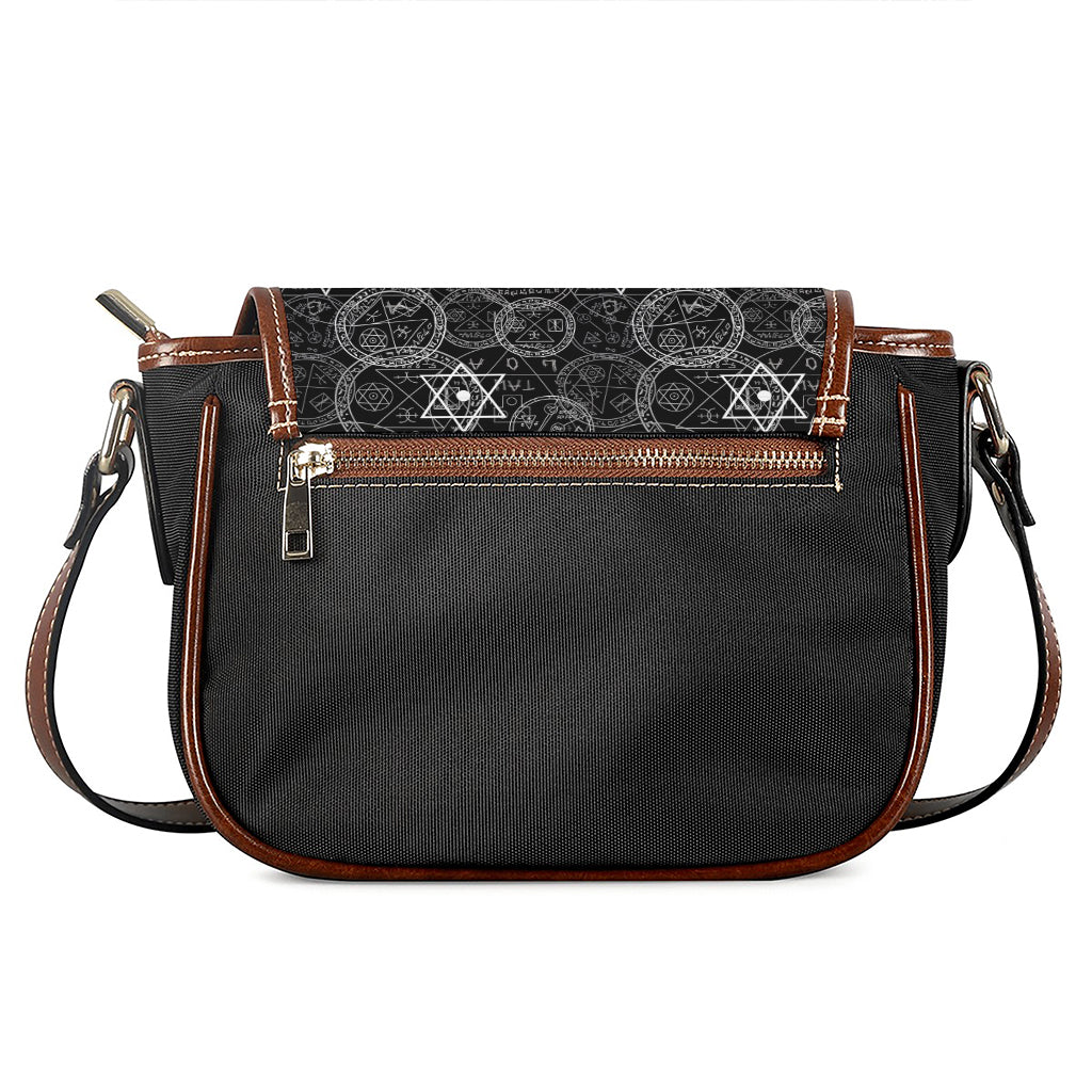 Black And White Mystic Witch Print Saddle Bag