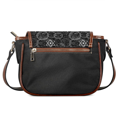 Black And White Mystic Witch Print Saddle Bag