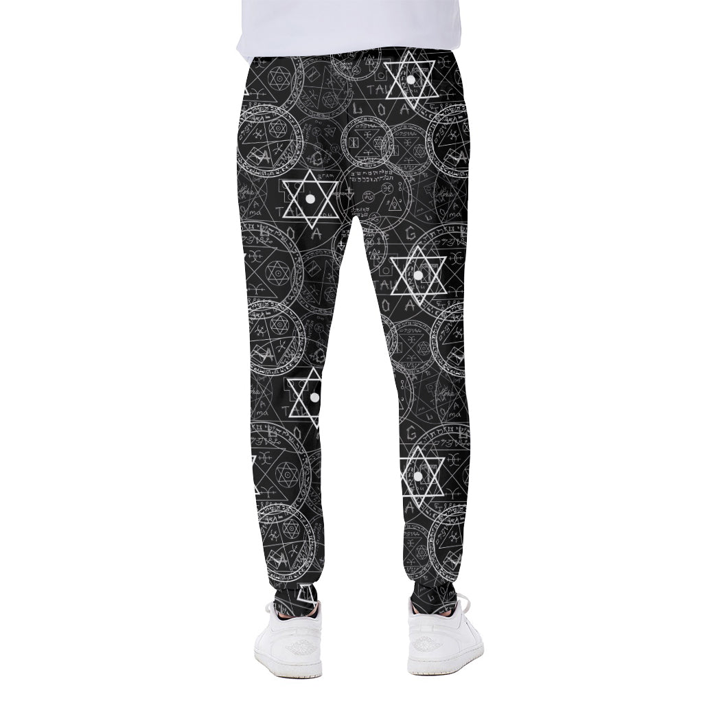 Black And White Mystic Witch Print Scuba Joggers