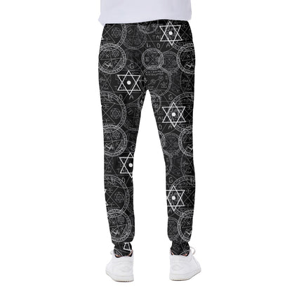 Black And White Mystic Witch Print Scuba Joggers