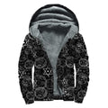 Black And White Mystic Witch Print Sherpa Lined Zip Up Hoodie
