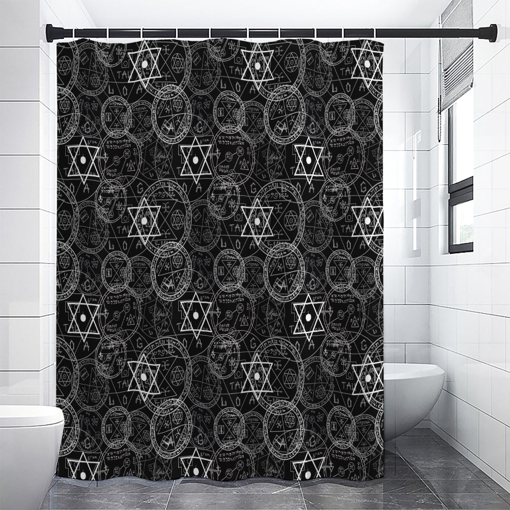 Black And White Mystic Witch Print Shower Curtain
