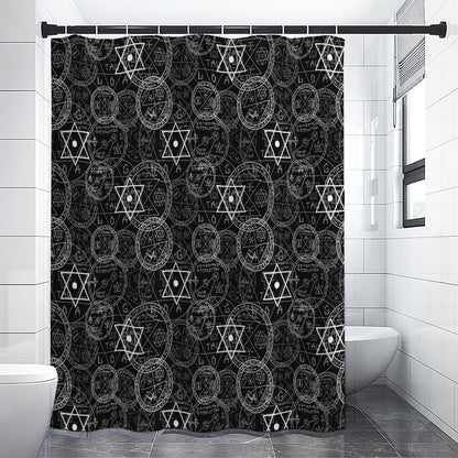 Black And White Mystic Witch Print Shower Curtain
