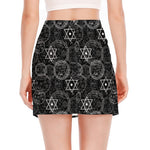 Black And White Mystic Witch Print Side Slit Mini Skirt