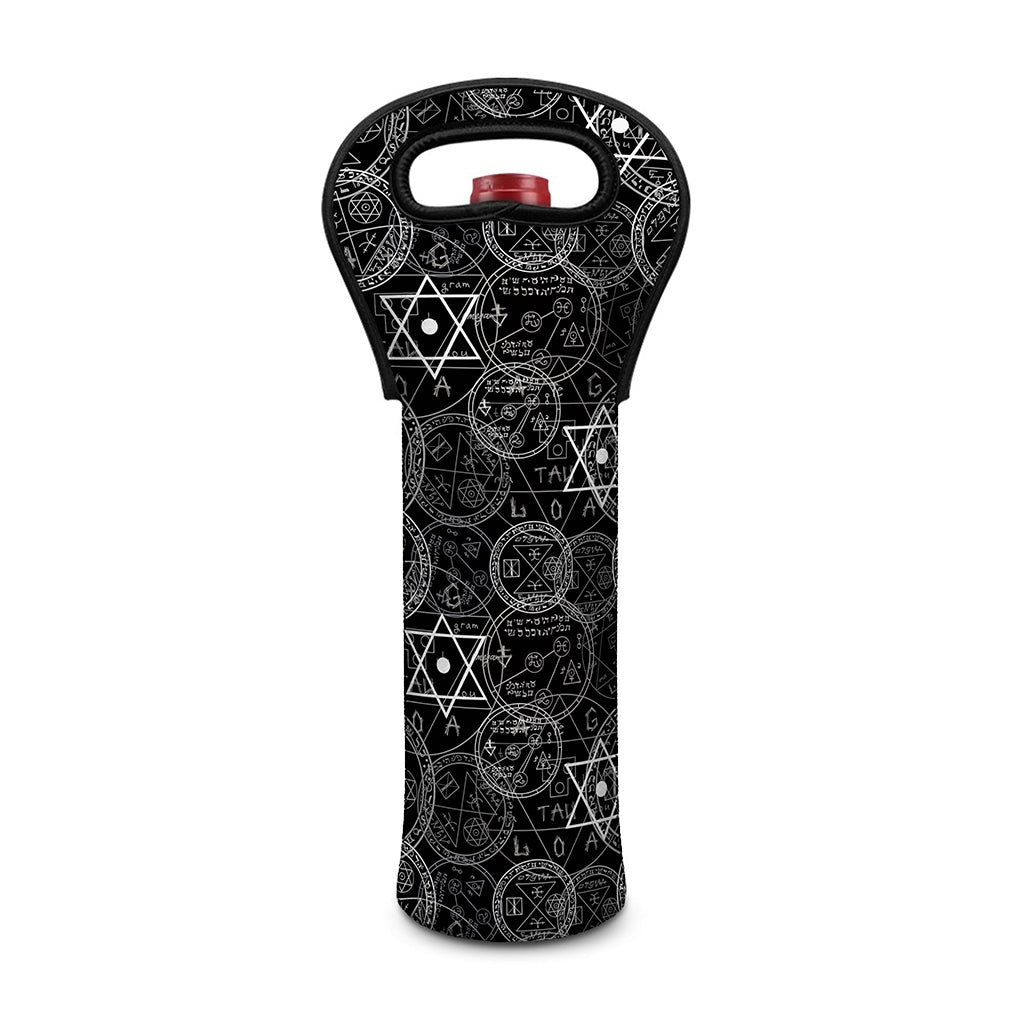 Black And White Mystic Witch Print Single Neoprene Wine Tote