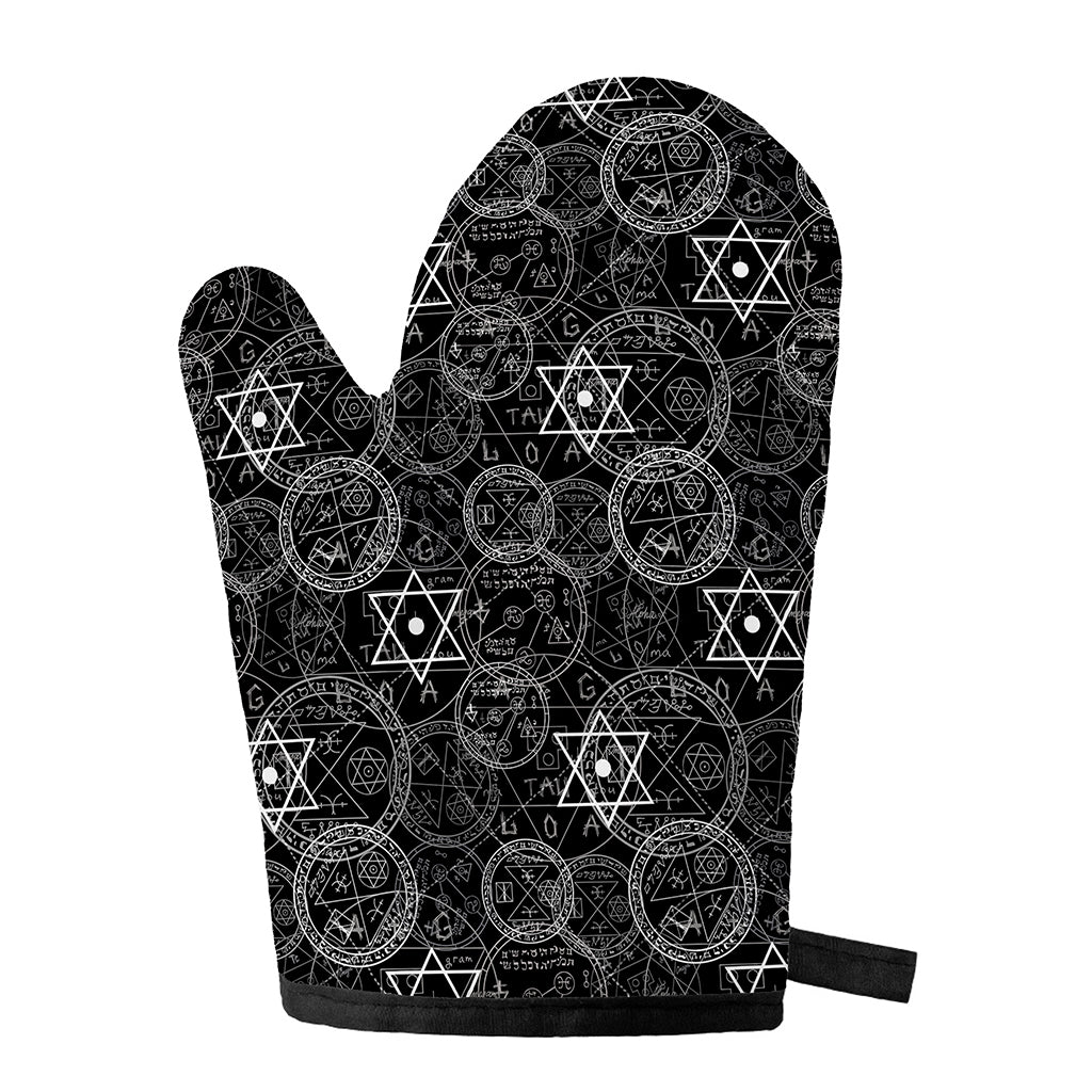 Black And White Mystic Witch Print Single Oven Mitt