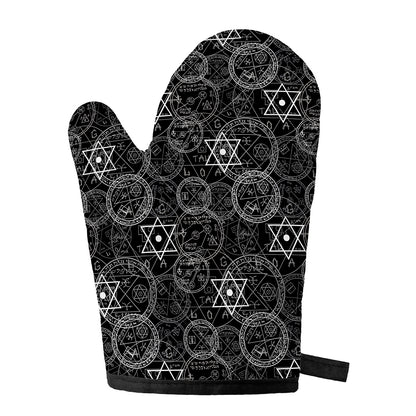 Black And White Mystic Witch Print Single Oven Mitt