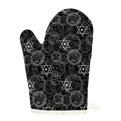 Black And White Mystic Witch Print Single Oven Mitt