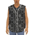 Black And White Mystic Witch Print Sleeveless Baseball Jersey
