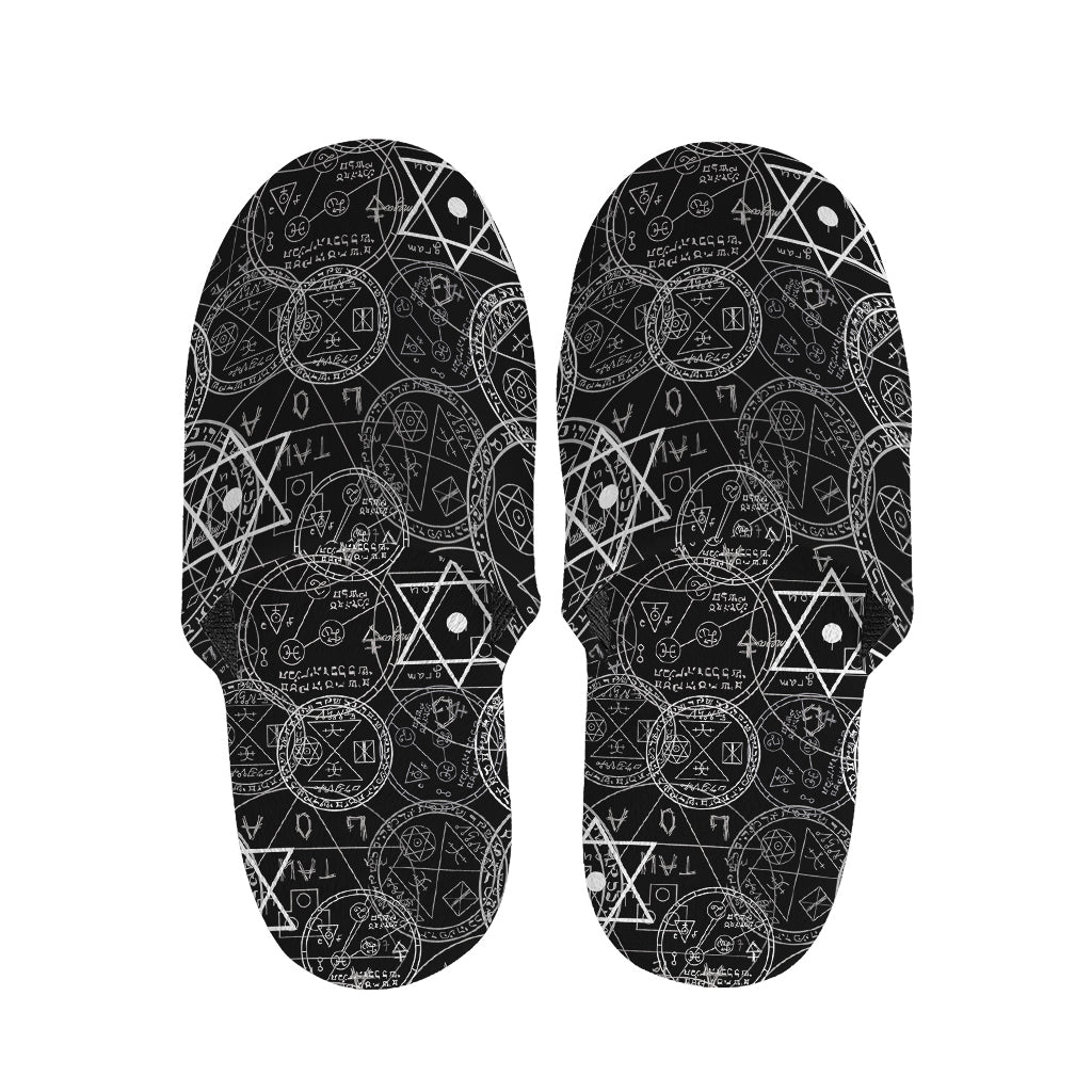 Black And White Mystic Witch Print Slippers