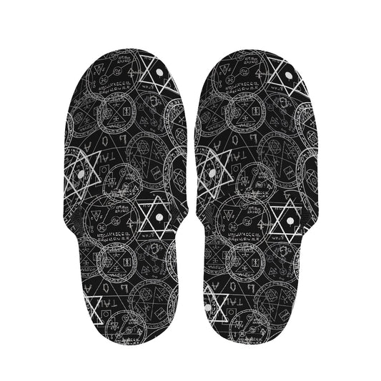 Black And White Mystic Witch Print Slippers