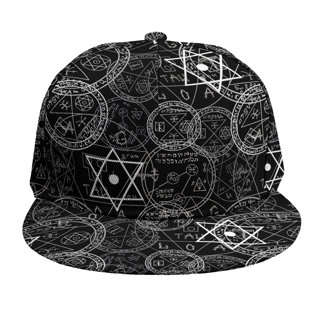 Black And White Mystic Witch Print Snapback Cap