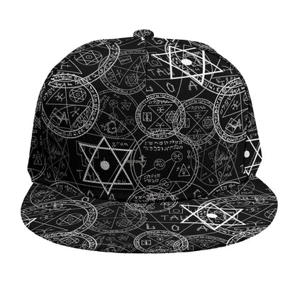 Black And White Mystic Witch Print Snapback Cap
