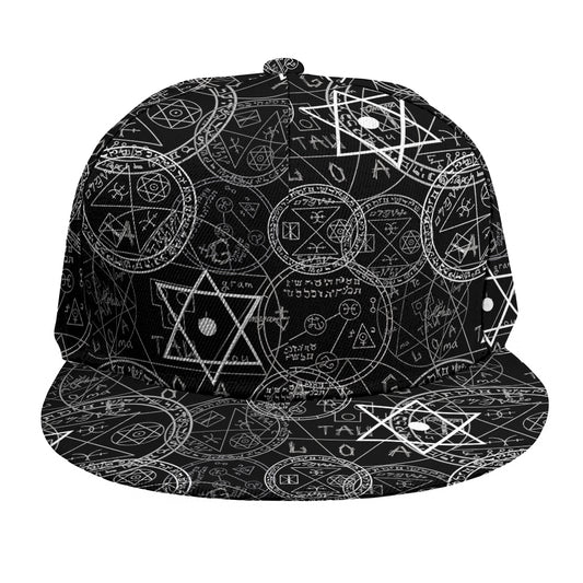 Black And White Mystic Witch Print Snapback Cap