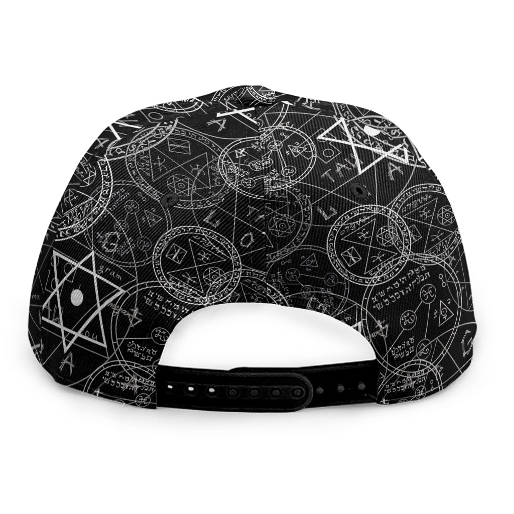 Black And White Mystic Witch Print Snapback Cap